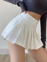 Side Slit College Mini Skirt-Mauv Studio