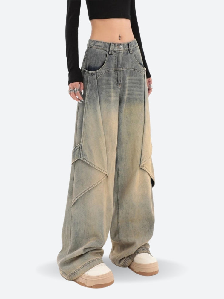 Skater Layered Denim Jeans-MAUV STUDIO