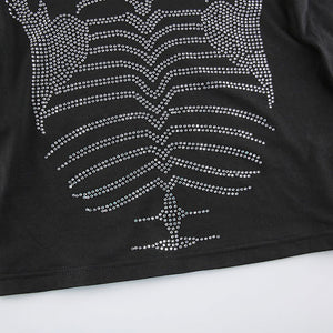 Skeleton Rhinestone Crop Top-Crop Tops-MAUV STUDIO-STREETWEAR-Y2K-CLOTHING