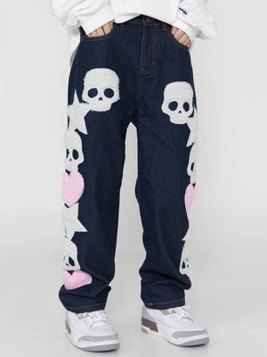 'Skull love' Jeans-Jeans-MAUV STUDIO-STREETWEAR-Y2K-CLOTHING