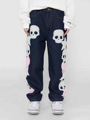 'Skull love' Jeans-Jeans-MAUV STUDIO-STREETWEAR-Y2K-CLOTHING