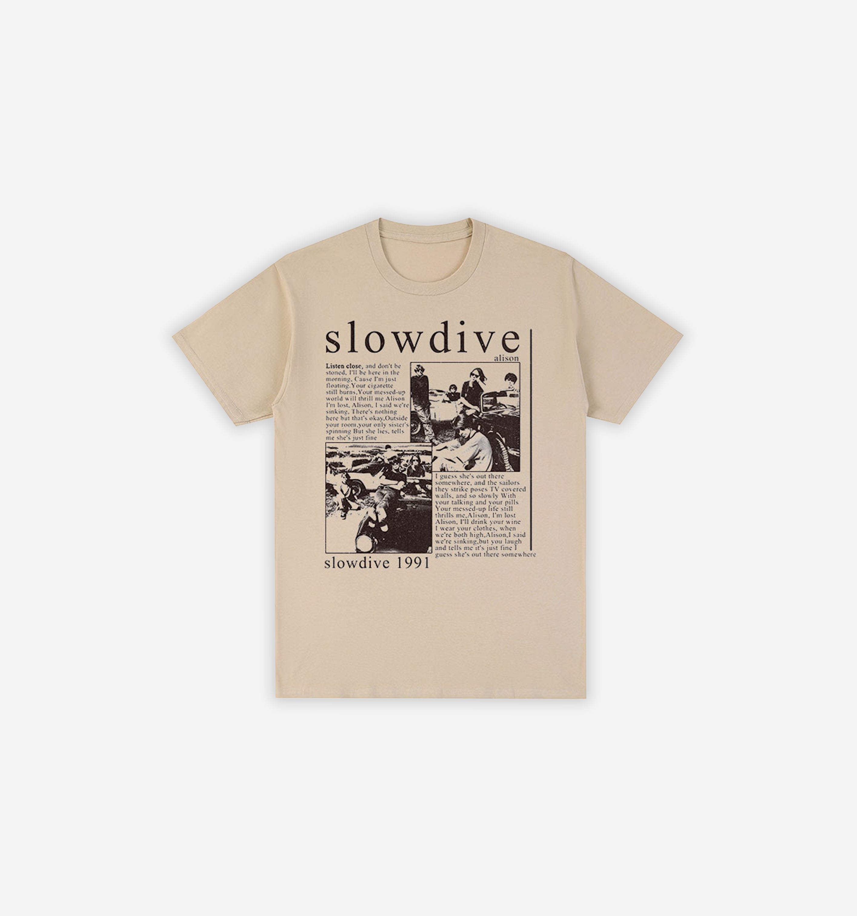 Y2K Slowdive Graphic T-Shirt-Tee-Khaki-S-MAUV STUDIO®