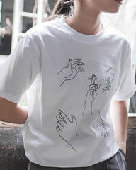 Smoking Hands T-Shirt-T-Shirts-MAUV STUDIO-STREETWEAR-Y2K-CLOTHING
