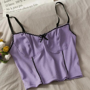 Soft Girl Bow Corduroy Top-Purple-One Size-Mauv Studio