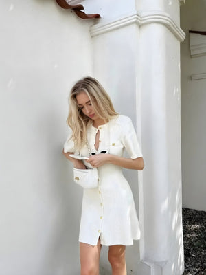 Soft Girl Button Up Mini Dress view 3 | MAUVSTUDIO®