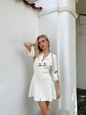 Soft Girl Button Up Mini Dress view 4 | MAUVSTUDIO®
