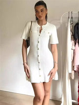Soft Girl Button Up Mini Dress view 8 | MAUVSTUDIO®