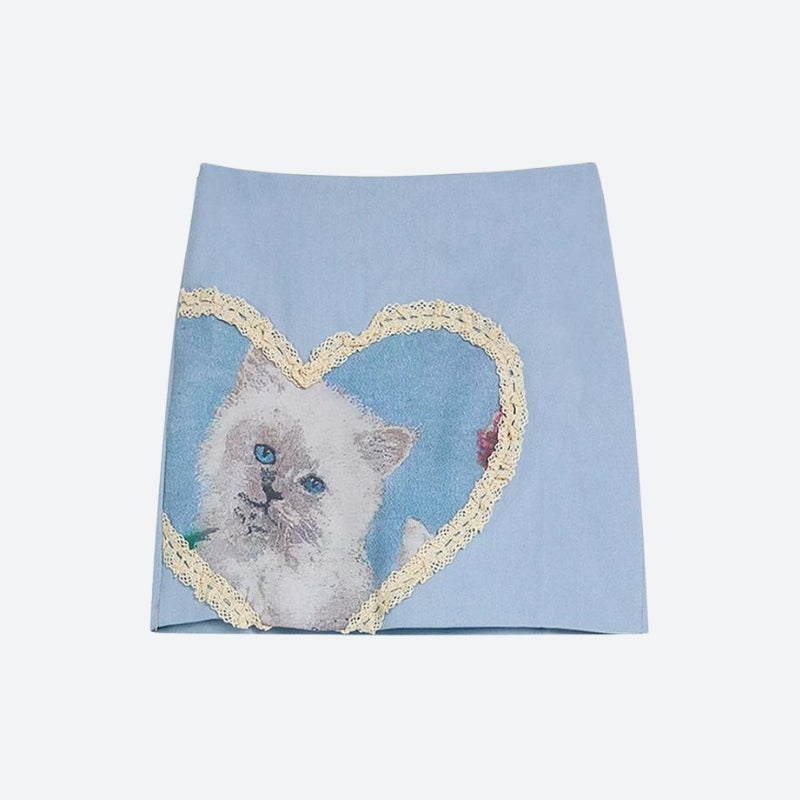 Soft Girl Cat Heart Mini Skirt-Mauv Studio