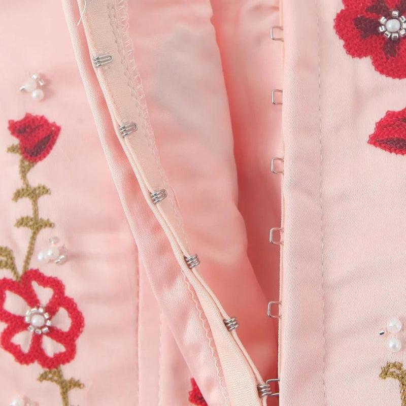 Soft Girl Embroidered Beaded Corset Top-Mauv Studio
