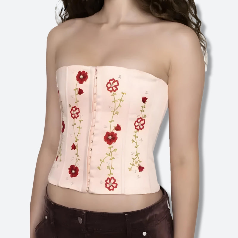 Soft Girl Embroidered Beaded Corset Top – MAUV STUDIO®® – MAUVSTUDIO®