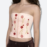 Soft Girl Embroidered Beaded Corset Top-Pink-S-Mauv Studio