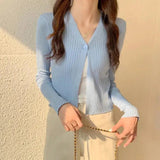 Soft Girl One Button Cardigan-Blue-One Size-Mauv Studio