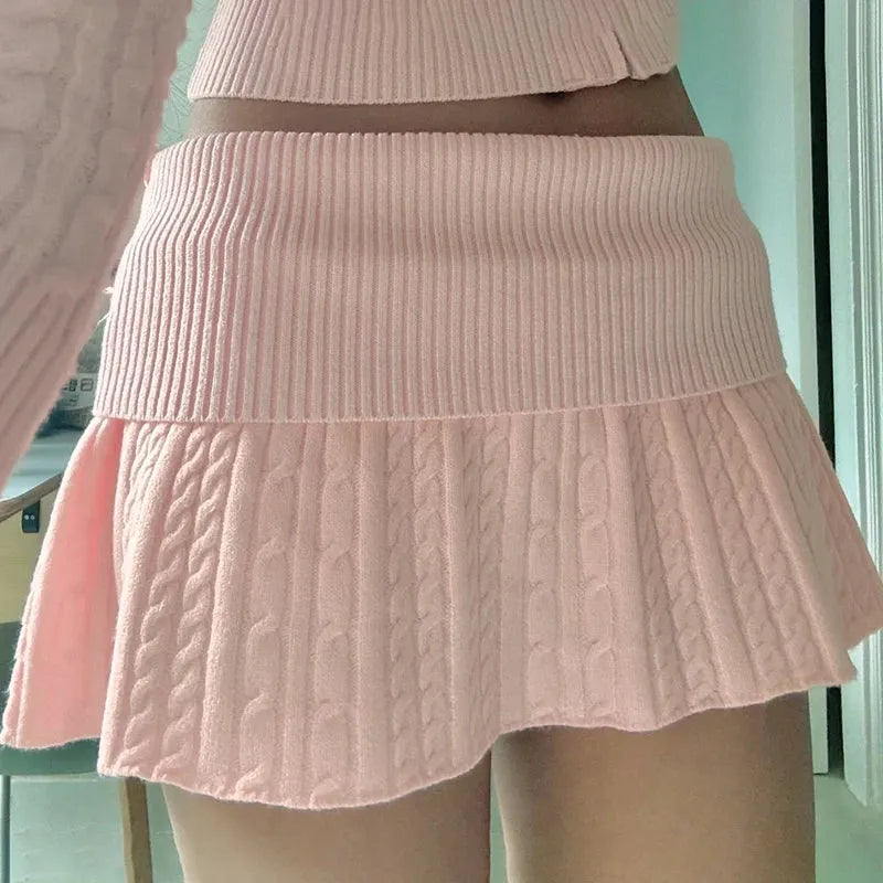 , Y2K skirt styled with a crop top