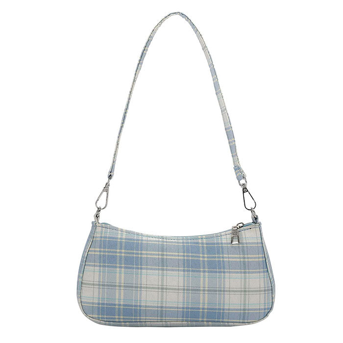 Soft Girl Plaid Baguette Bag-Handbags-MAUV STUDIO-STREETWEAR-Y2K-CLOTHING
