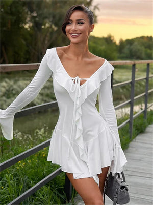 Soft Girl Ruffled Mini Dress view 5 | MAUVSTUDIO®