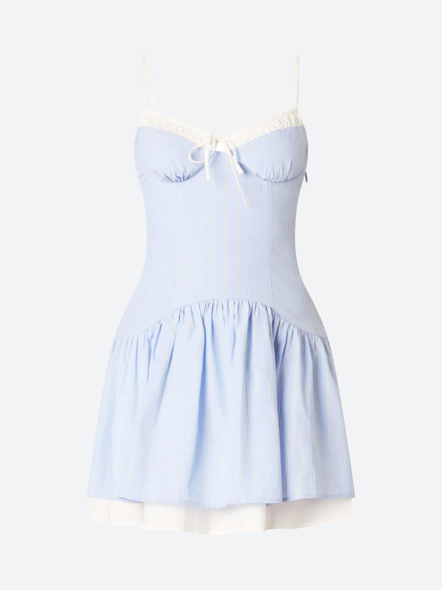 Soft Girl Striped Mini Dress view 4 | MAUVSTUDIO®