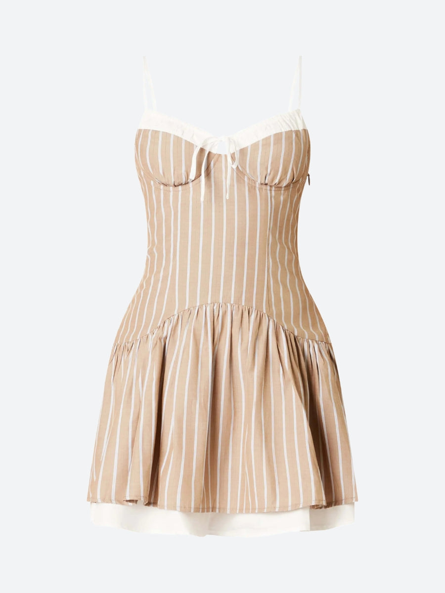 Soft Girl Striped Mini Dress view 5 | MAUVSTUDIO®