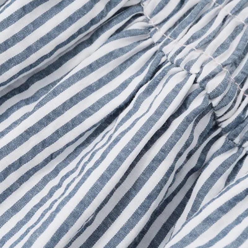 Soft Girl Striped Ruched Mini Dress view 6 | MAUVSTUDIO®