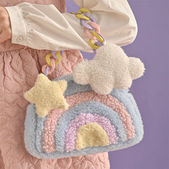 Softgirl Rainbow Plush Bag-Handbags-MAUV STUDIO-STREETWEAR-Y2K-CLOTHING