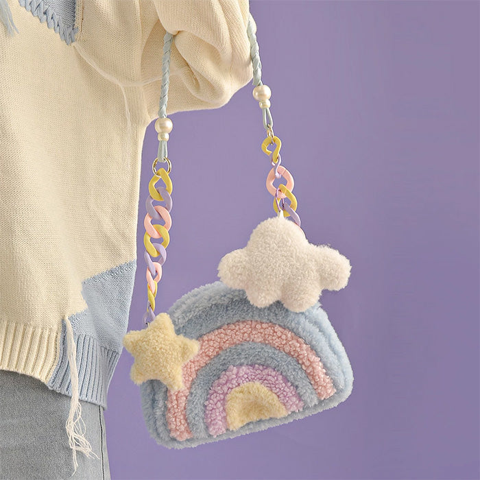 Softgirl Rainbow Plush Bag-Handbags-MAUV STUDIO-STREETWEAR-Y2K-CLOTHING