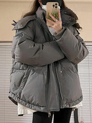 Solid Heart Embellished Hooded Puffer Jacket-Jackets-MAUV STUDIO-STREETWEAR-Y2K-CLOTHING