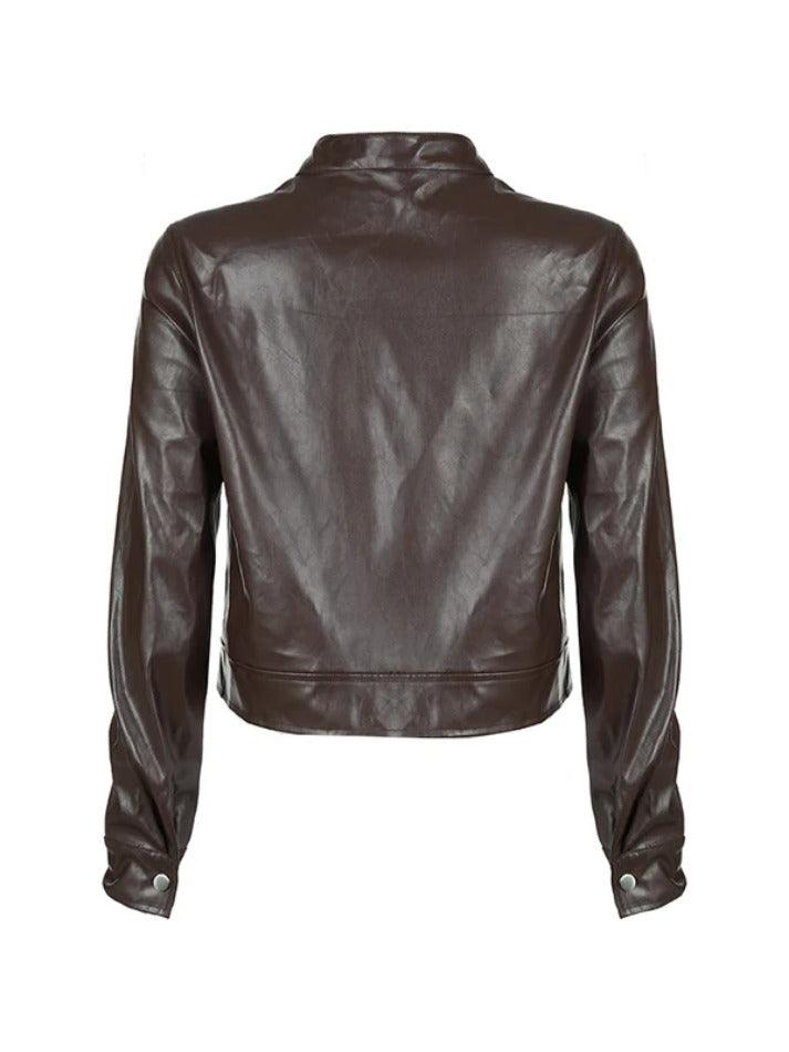 Solid Zip Up Leather Jacket – MAUVSTUDIO®