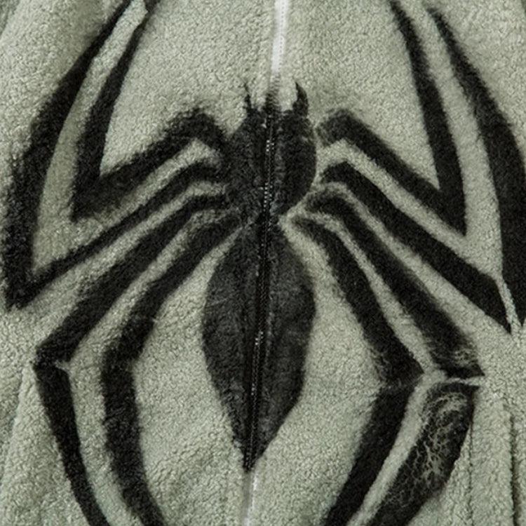 Spider Full Zip-Up Teddy Hoodie Jacket-Mauv Studio