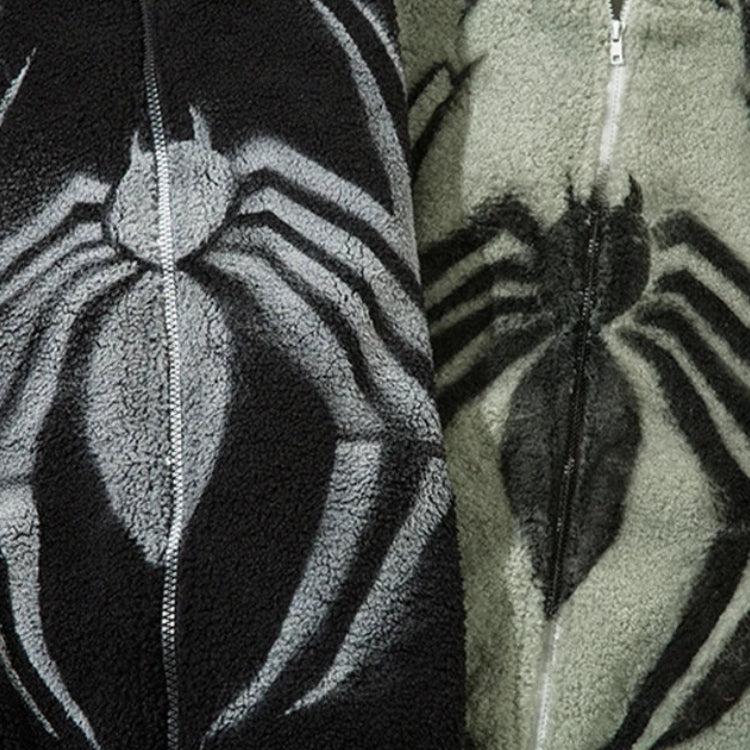 Spider Full Zip-Up Teddy Hoodie Jacket – MAUVSTUDIO®