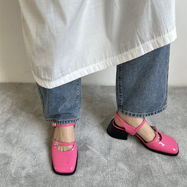Square Toe Mary Jane Shoes-Shoes-MAUV STUDIO-STREETWEAR-Y2K-CLOTHING