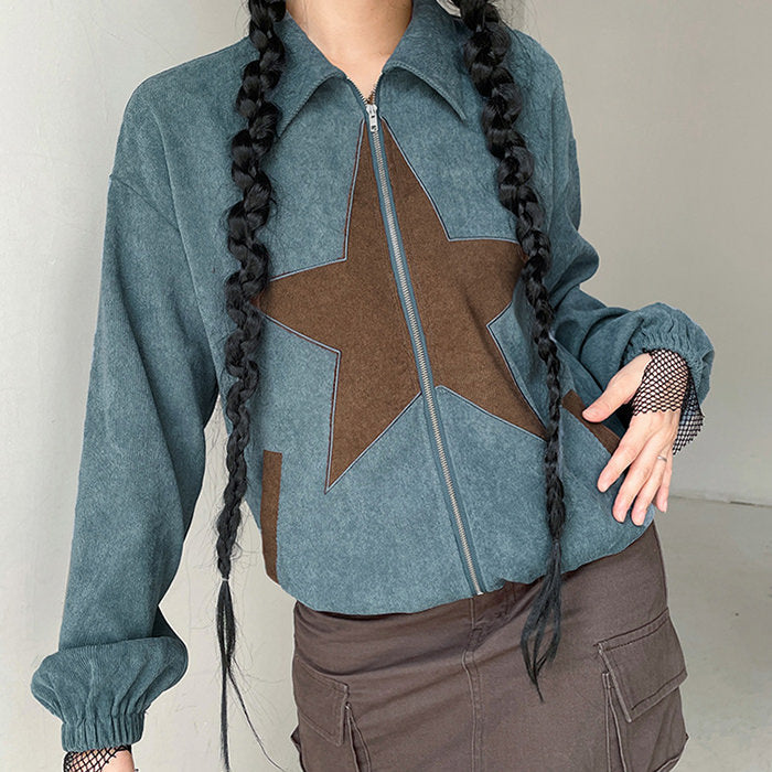 Star Corduroy Jacket-Jackets-MAUV STUDIO-STREETWEAR-Y2K-CLOTHING