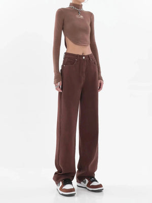 Star Pockets Wide Leg Jeans-MAUV STUDIO