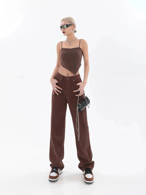 Star Pockets Wide Leg Jeans-MAUV STUDIO