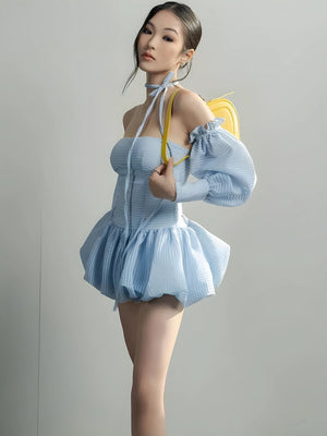 Strapless Bubble Mini Dress view 2 | MAUVSTUDIO®