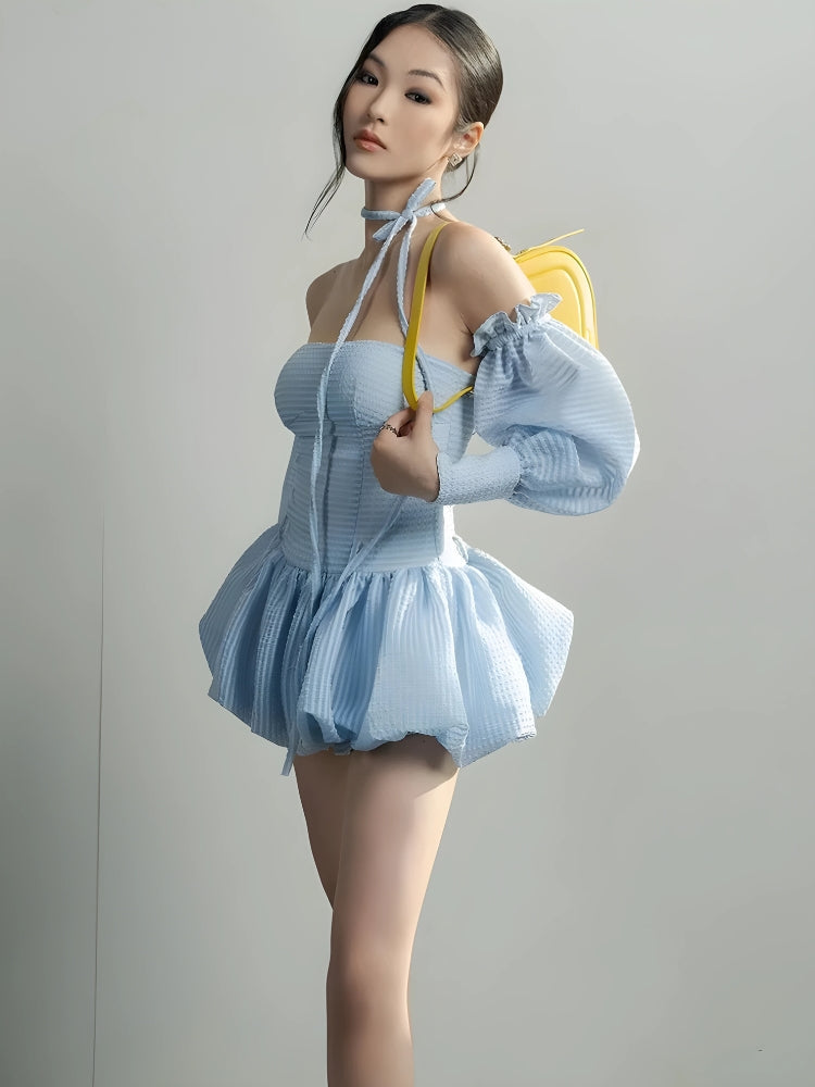 Strapless Bubble Mini Dress view 2 | MAUVSTUDIO®