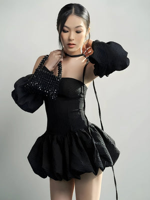 Strapless Bubble Mini Dress view 11 | MAUVSTUDIO®
