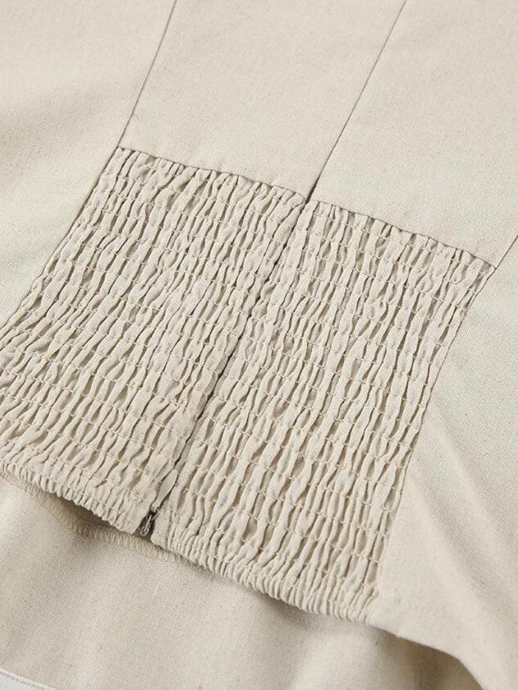 Strapless Linen Midi Dress view 5 | MAUVSTUDIO®