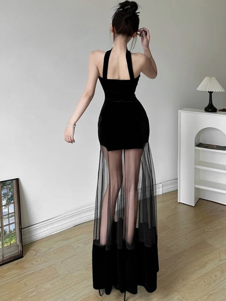 Strapless Sheer Maxi Dress view 2 | MAUVSTUDIO®