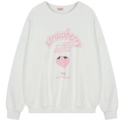 Strawberry Milk Sweatshirt-Hoodies-MAUV STUDIO-STREETWEAR-Y2K-CLOTHING