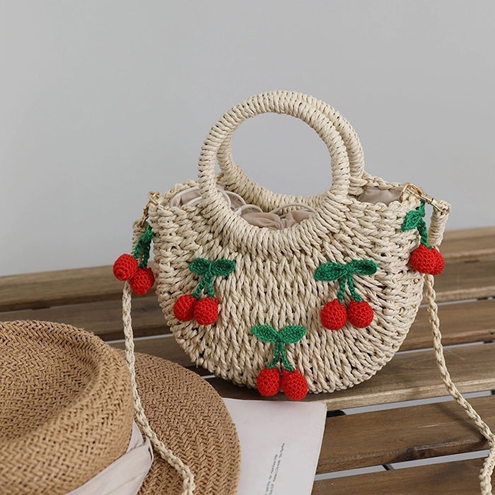 Strawberry Straw Bag-Bags-MAUV STUDIO-STREETWEAR-Y2K-CLOTHING