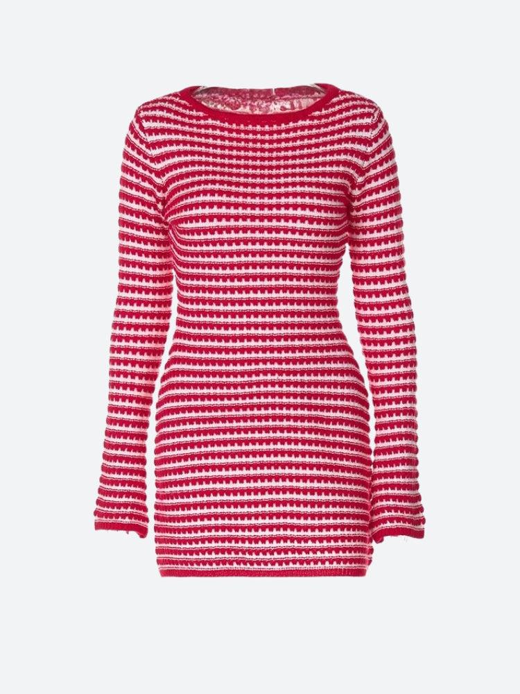 Striped Knitted Mini Dress view 5 | MAUVSTUDIO®