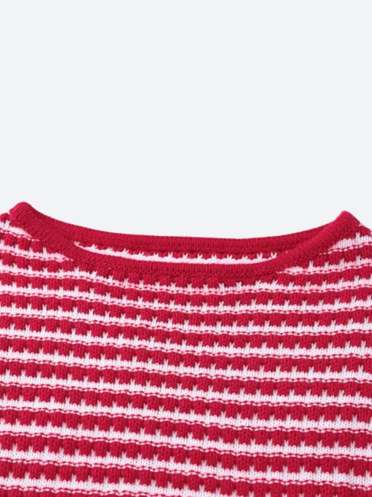 Striped Knitted Mini Dress view 6 | MAUVSTUDIO®