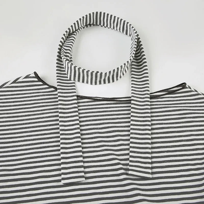 Striped Neck Tie Top – MAUVSTUDIO®