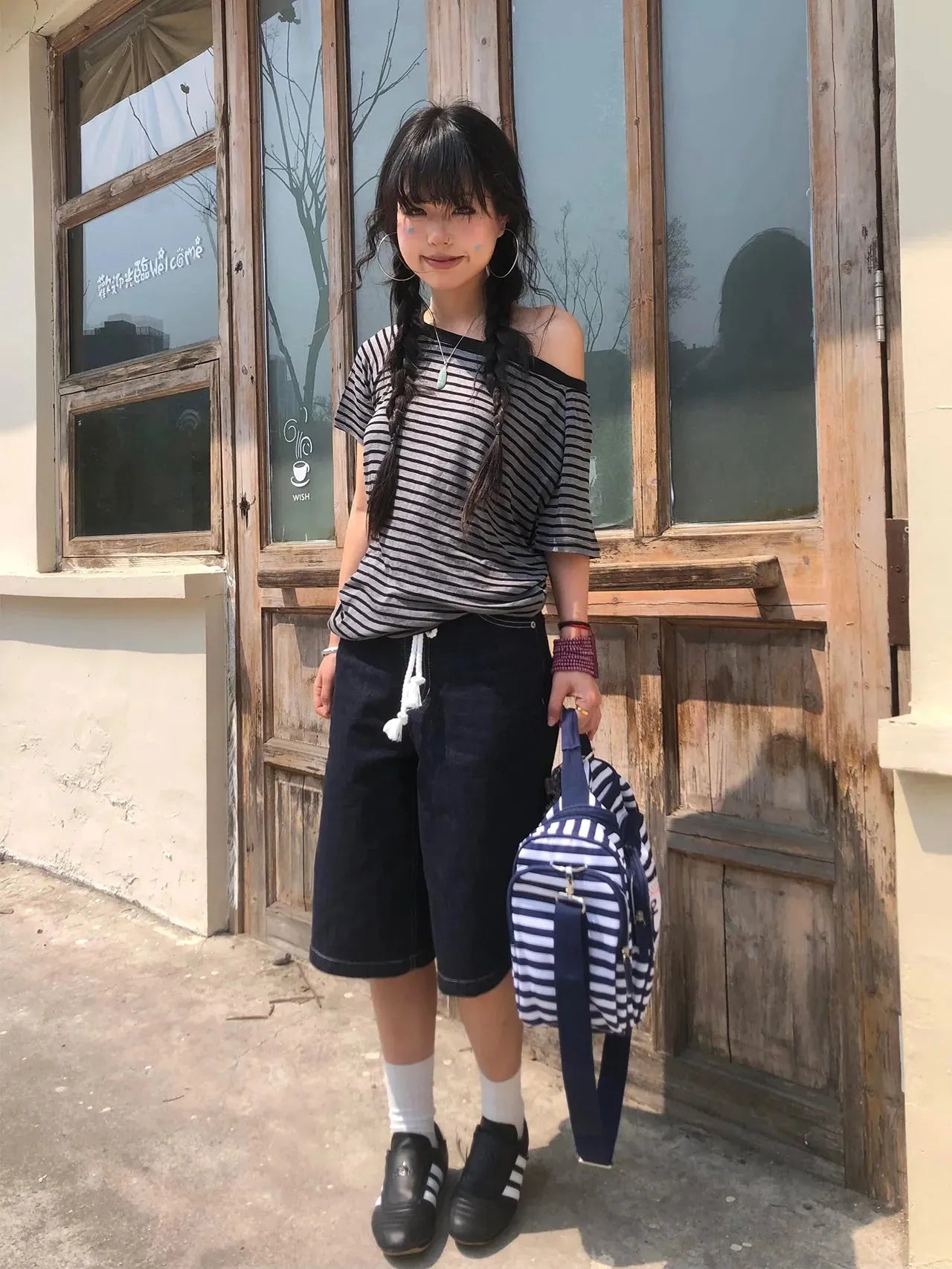 Striped One Shoulder Tee – MAUVSTUDIO®