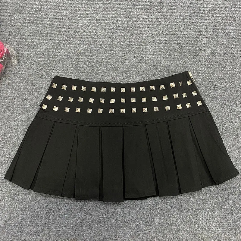 , Y2K skirt styled with a crop top