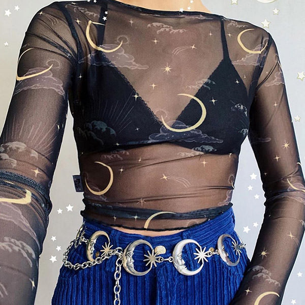 sun moon mesh top