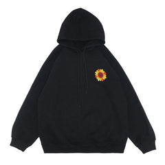 Sunflower Embroidered Hoodie-Hoodies-MAUV STUDIO-STREETWEAR-Y2K-CLOTHING