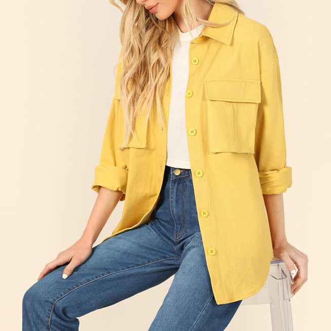 Sunshine Yellow Shirt-Jackets-MAUV STUDIO-STREETWEAR-Y2K-CLOTHING