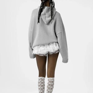 Tall Embroidered Knitted Hoodie-Mauv Studio