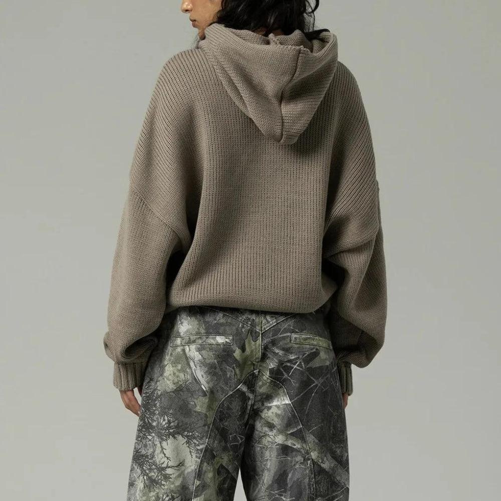 Tall Embroidered Knitted Hoodie-Mauv Studio