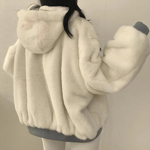 Teddy Reversible Hooded Jacket-MAUV STUDIO